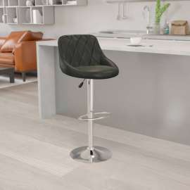 Flash Furniture Contemporary Bucket Seat Adjustable Height Barstool - Vinyl - Black