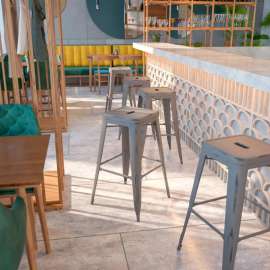 Flash Furniture 30"H Backless Silver Gray Metal Barstool