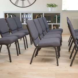Flash Furniture 18.5"W Stacking Church Chair - Fabric - Dark Gray - Hercules Series
