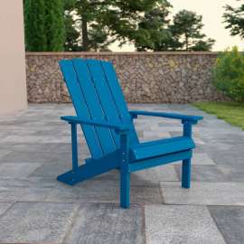 Flash Furniture Charlestown All-Weather Adirondack Chair - Blue Faux Wood