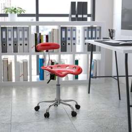 Flash Furniture Desk Stool with Back - Plastic - Wine Red