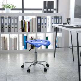 Flash Furniture Desk Stool - Backless - Plastic - Blue