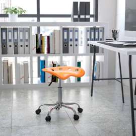 Flash Furniture Desk Stool - Backless - Plastic - Orange