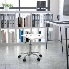 Flash Furniture Desk Stool - Backless - Plastic - White
