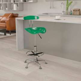 Flash Furniture Desk Stool with Back - Plastic - Green