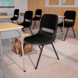 Flash Furniture Ergonomic Shell Stack Chair - Plastic - Padded Seat & Back - Black - Hercules Series