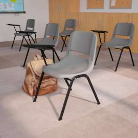 Flash Furniture Ergonomic Shell Chair - Right Handed Tablet Arm - Gray