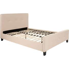 Flash Furniture Tribeca Tufted Upholstered Platform Bed in Beige, Full Size