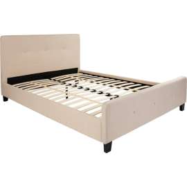 Flash Furniture Tribeca Tufted Upholstered Platform Bed in Beige, Queen Size