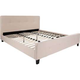 Flash Furniture Tribeca Tufted Upholstered Platform Bed in Beige, King Size