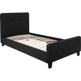 Flash Furniture Tribeca Tufted Upholstered Platform Bed in Black, Twin Size