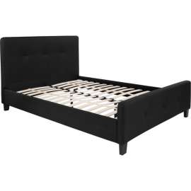 Flash Furniture Tribeca Tufted Upholstered Platform Bed in Black, Full Size