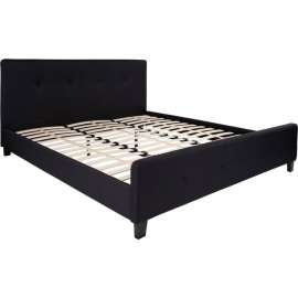 Flash Furniture Tribeca Tufted Upholstered Platform Bed in Black, King Size