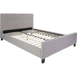 Flash Furniture Tribeca Tufted Upholstered Platform Bed in Light Gray, Queen Size