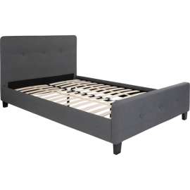 Flash Furniture Tribeca Tufted Upholstered Platform Bed in Dark Gray, Full Size