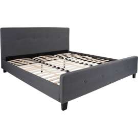 Flash Furniture Tribeca Tufted Upholstered Platform Bed in Dark Gray, King Size