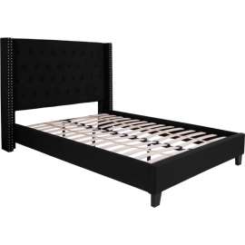 Flash Furniture Riverdale Tufted Upholstered Platform Bed in Black, Full Size