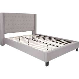 Flash Furniture Riverdale Tufted Upholstered Platform Bed in Light Gray, Queen Size