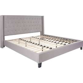 Flash Furniture Riverdale Tufted Upholstered Platform Bed in Light Gray, King Size