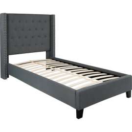 Flash Furniture Riverdale Tufted Upholstered Platform Bed in Dark Gray, Twin Size