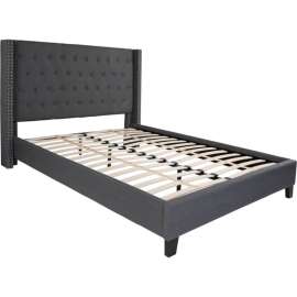 Flash Furniture Riverdale Tufted Upholstered Platform Bed in Dark Gray, Queen Size
