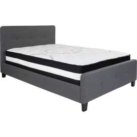 Flash Furniture Tribeca Tufted Upholstered Platform Bed, Dark Gray, Pocket Spring Mattress, Full