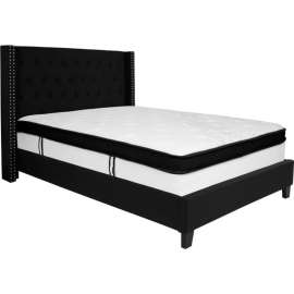 Flash Furniture Riverdale Tufted Upholstered Platform Bed, Black, With Memory Foam Mattress, Full