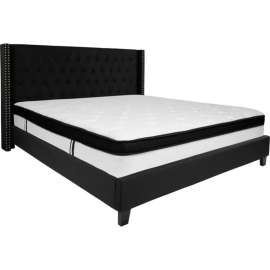 Flash Furniture Riverdale Tufted Upholstered Platform Bed, Black, With Memory Foam Mattress, King