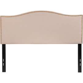 Flash Furniture Lexington Upholstered Size Headboard with Accent Nail Trim in Beige, Full