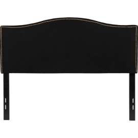 Flash Furniture Lexington Upholstered Size Headboard with Accent Nail Trim in Black, Full