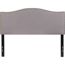 Flash Furniture Lexington Upholstered Size Headboard with Accent Nail Trim in Light Gray, Full