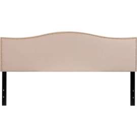 Flash Furniture Lexington Upholstered Size Headboard with Accent Nail Trim in Beige, King