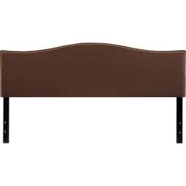 Flash Furniture Lexington Upholstered Size Headboard with Accent Nail Trim in Dark Brown, King