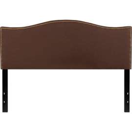 Flash Furniture Lexington Upholstered Size Headboard with Accent Nail Trim, Dark Brown, Queen