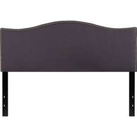 Flash Furniture Lexington Upholstered Size Headboard with Accent Nail Trim in Dark Gray, Queen
