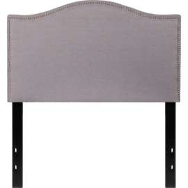 Flash Furniture Lexington Upholstered Size Headboard with Accent Nail Trim in Light Gray, Twin