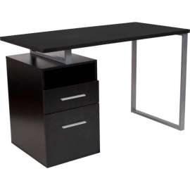 Flash Furniture Hardwood Dark Ash Wood Grain Computer Desk with Two Drawers