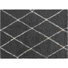 Flash Furniture Shag Style Diamond Trellis Area Rug, 5' x 7', Charcoal/Ivory Polyester