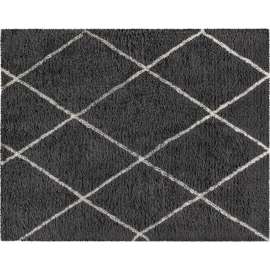 Flash Furniture Shag Style Diamond Trellis Area Rug, 8' x 10', Charcoal/Ivory Polyester