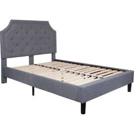 Flash Furniture Brighton Tufted Upholstered Platform Bed in Light Gray, Full Size