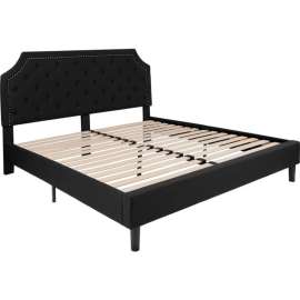 Flash Furniture Brighton Tufted Upholstered Platform Bed in Black, King Size