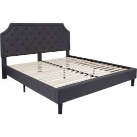 Flash Furniture Brighton Tufted Upholstered Platform Bed in Dark Gray, King Size