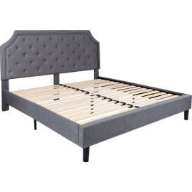 Flash Furniture Brighton Tufted Upholstered Platform Bed in Light Gray, King Size