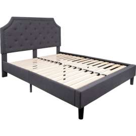 Flash Furniture Brighton Tufted Upholstered Platform Bed in Dark Gray, Queen Size