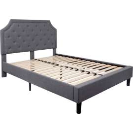 Flash Furniture Brighton Tufted Upholstered Platform Bed in Light Gray, Queen Size