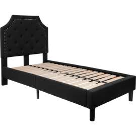 Flash Furniture Brighton Tufted Upholstered Platform Bed in Black, Twin Size