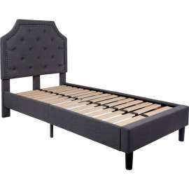 Flash Furniture Brighton Tufted Upholstered Platform Bed in Dark Gray, Twin Size