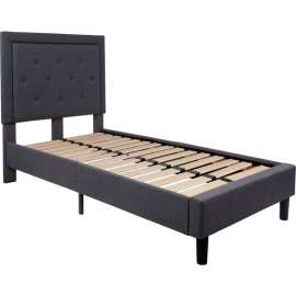 Flash Furniture Roxbury Tufted Upholstered Platform Bed in Dark Gray, Twin Size