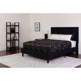Flash Furniture Roxbury Tufted Upholstered Platform Bed, Black, With Memory Foam Mattress, Twin