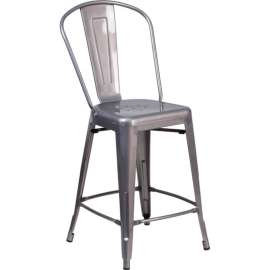 Flash Furniture 24"H Clear Coated Indoor Counter Height Stool with Back